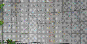 Wall outside UN in New York - partially quoting scripture. Picture used with permission - not wildolive original.
